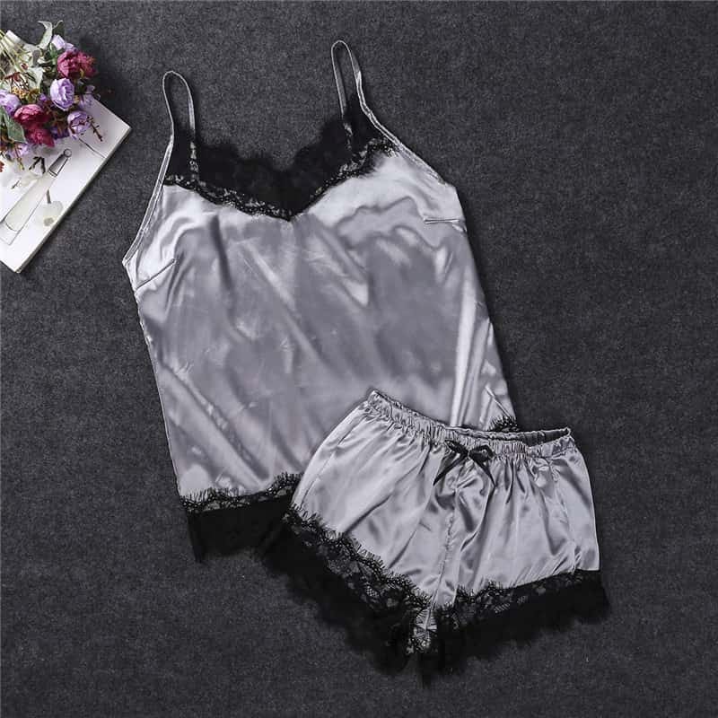 لباس خواب دخترانه؛ تنوع رنگ نخ پنبه ساتن 3 مدل پیراهن تاپ شلوارک girly