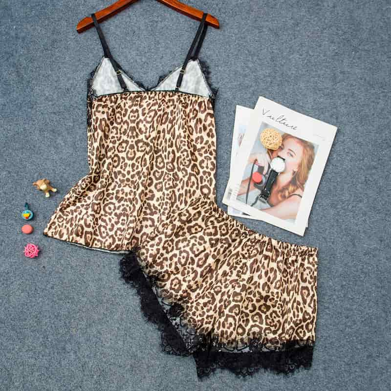 لباس خواب پلنگی، بلند کوتاه (ساتن نخی مخملی) پیراهن تاپ Leopard