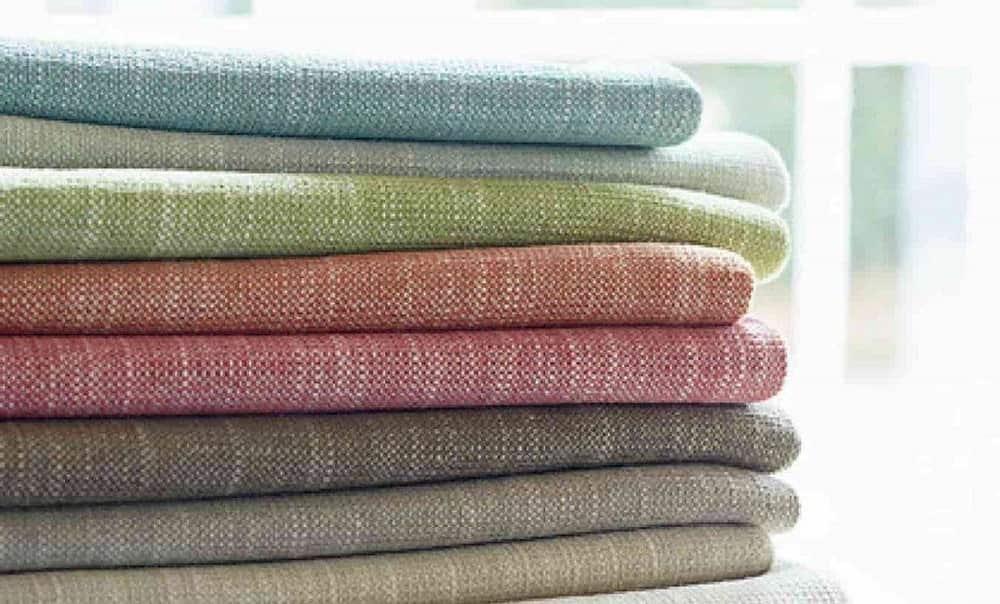 پارچه مبلی جدید؛ پلی استر کتان زرشکی نباتی طوسی 150 سانتی متر