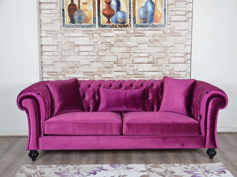 مبل چستر بنفش؛ جاسمینی مخمل سه نفره 2 مدل کلاسیک مدرن