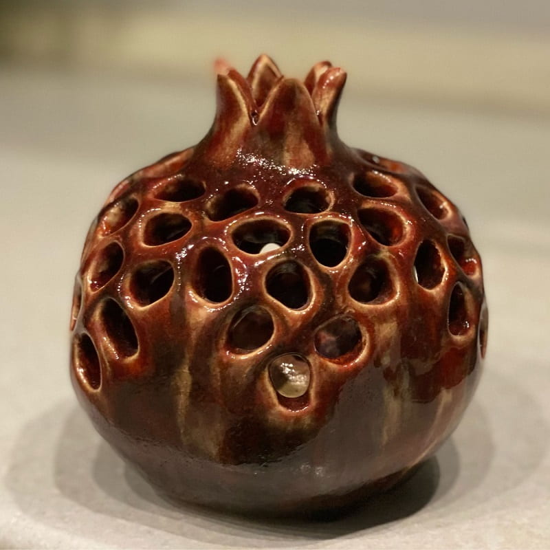 جاشمعی انار (شمعدان) سرامیک زرشکی قرمز 10*10 سانتی متر