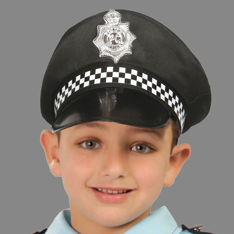 کلاه پلیس بچه گانه؛ جنس سبک 2 رنگ سفید مشکی قابل شستشو