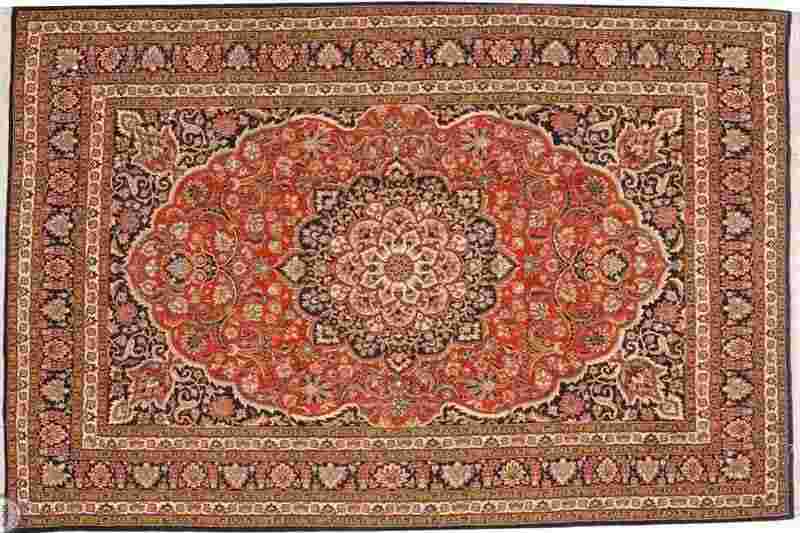 فرش ماشینی طرح ماهی مشهد؛ بافت یکدست 2 نوع صنعتی Handmade