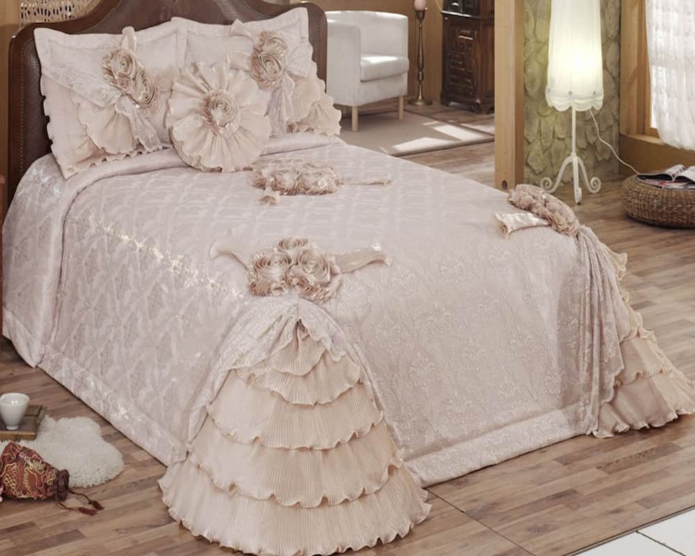 ست لحاف روتختی عروس؛ ساتن ابریشم مخمل کتان ساده ترمه دوزی صنعتی دستدوز کشدار