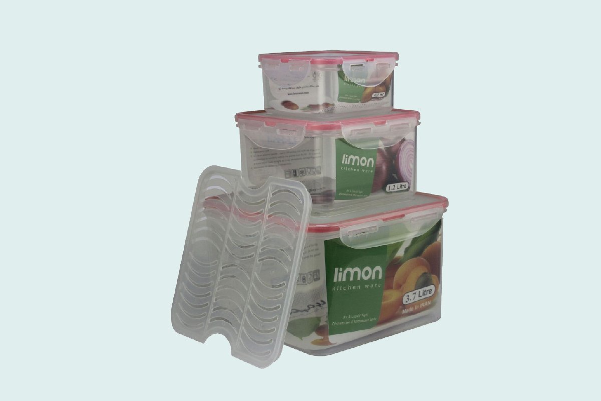 ظرف پلاستیکی درب دار لیمون؛ طرحدار شفاف پلی اتیلنی لوکس Lemon