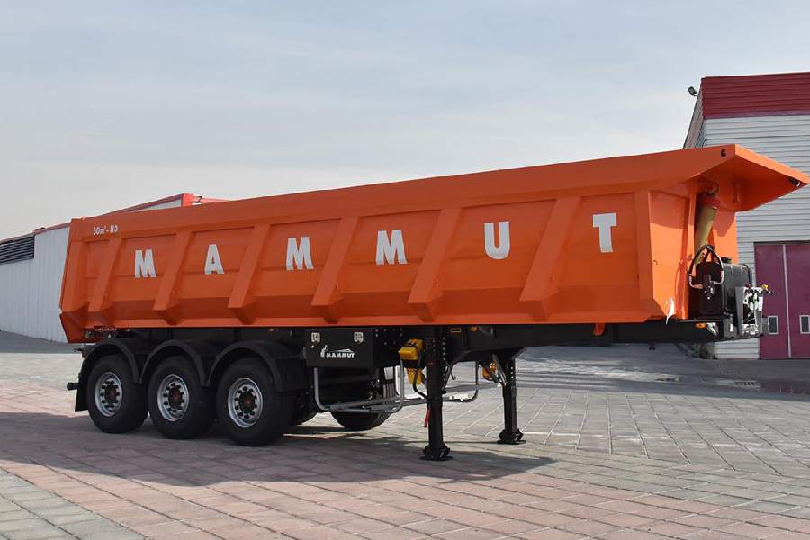 تریلی کمپرسی ماموت 3 محور؛ ورق فولادی 35 متر مکعب حمل بار 25 تن