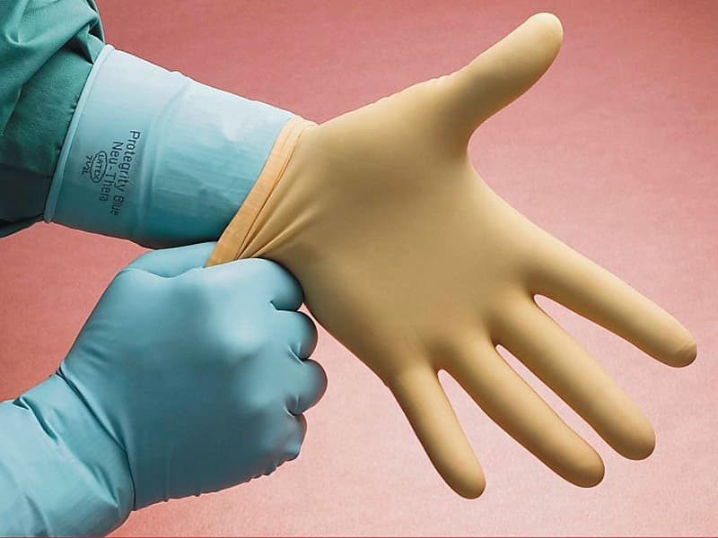 دستکش ضد اسید ساق؛ ایمن رنگ (قرمز بنفش) محافظ دست عایق