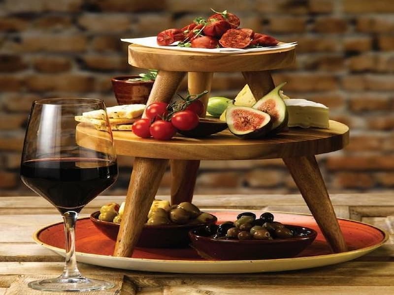 ظروف چوبی فانتزی؛ کلاسیک سرو غذا میوه گردو ترکیب فلز