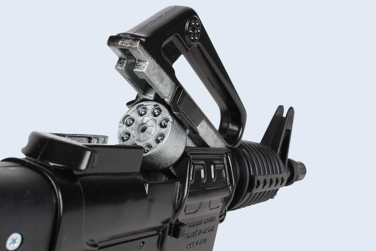 تفنگ اسباب بازی کوچک؛ مشکی نارنجی حرفه ای 2 جنس فلزی پلاستیکی