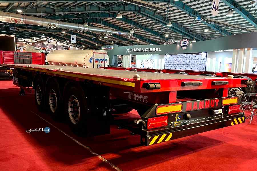 تریلی کفی سه محور ماموت؛ حمل کانتینر (کاسه ای دیسکی) کف چوب چند لایه روکش ضدآب 25 تن