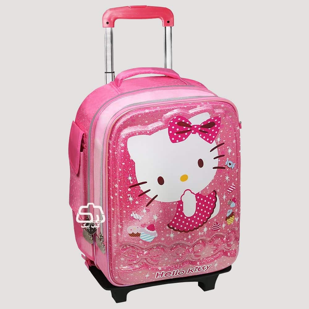 کیف چرخدار مدرسه دخترانه؛ سبک صورتی 2 طرح فانتزی کارتونی