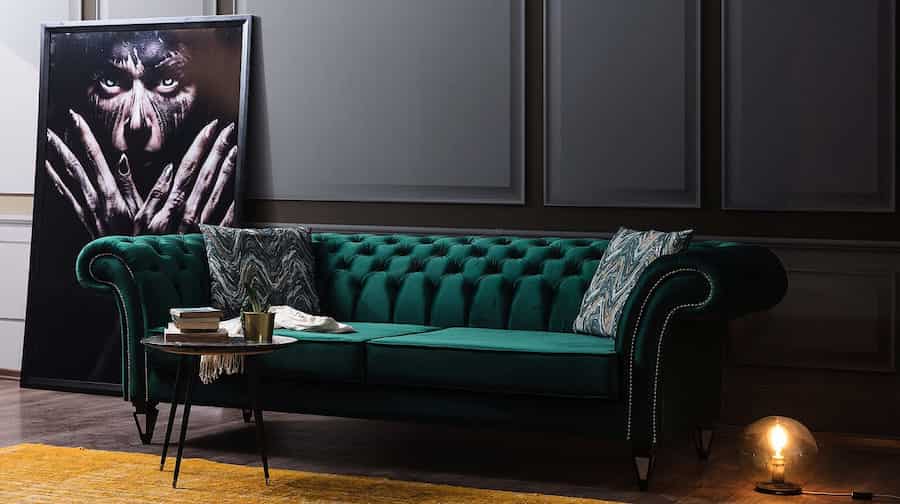 مبل چستر سبز مشکی؛ پنبه کتان 3 لایه ضد حساسیت luxury