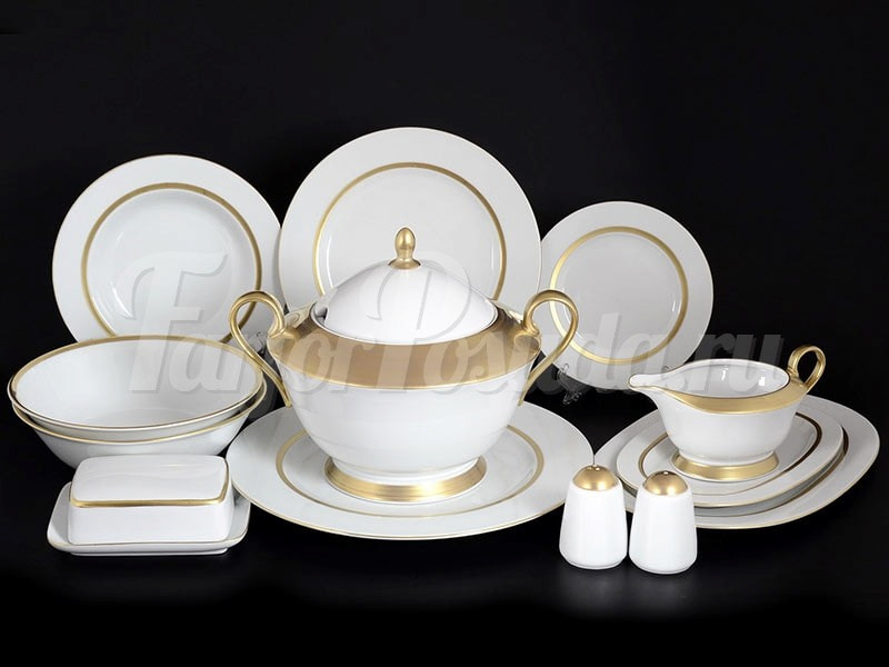 چینی مقصود لب طلایی؛ لعاب دار سفید 12 پارچه Mashhad