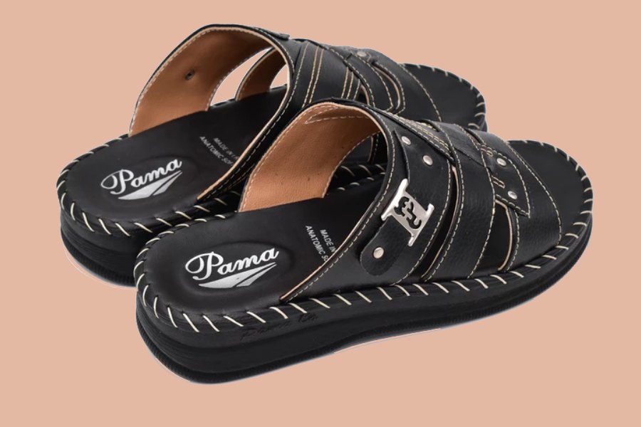 صندل مردانه پاما؛ پلی اورتان 3 رنگ مشکی طوسی کرم  (طبیعی مصنوعی) pama