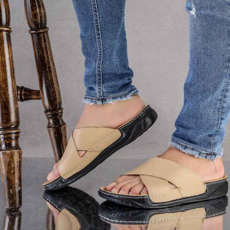 صندل مردانه طبی؛ زیره استاندارد (طبیعی مصنوعی جیر) ضمانتنامه کف قوس دار Sandal