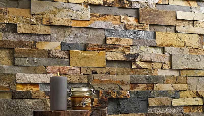 سنگ آنتیک نمای داخلی؛ ضد سایش یکنواخت رسوبی 2 رنگ خاکستری سیاه