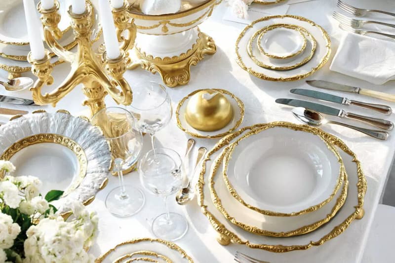 ظروف چینی خارجی شیک؛ گلدار حاشیه نقره ای طلایی (12 18) نفره