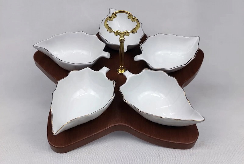 ظروف چینی طرح برگ؛ مدرن دیس لیمون (کوچک متوسط بزرگ) چربی گریز