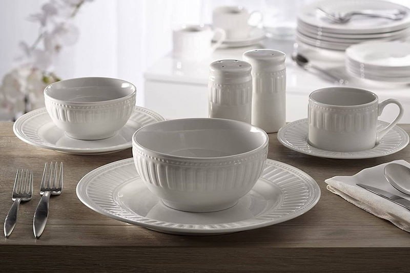 ظروف چینی فله ای در تهران؛ ست هتلی سفید 2 نوع طرح دار ساده