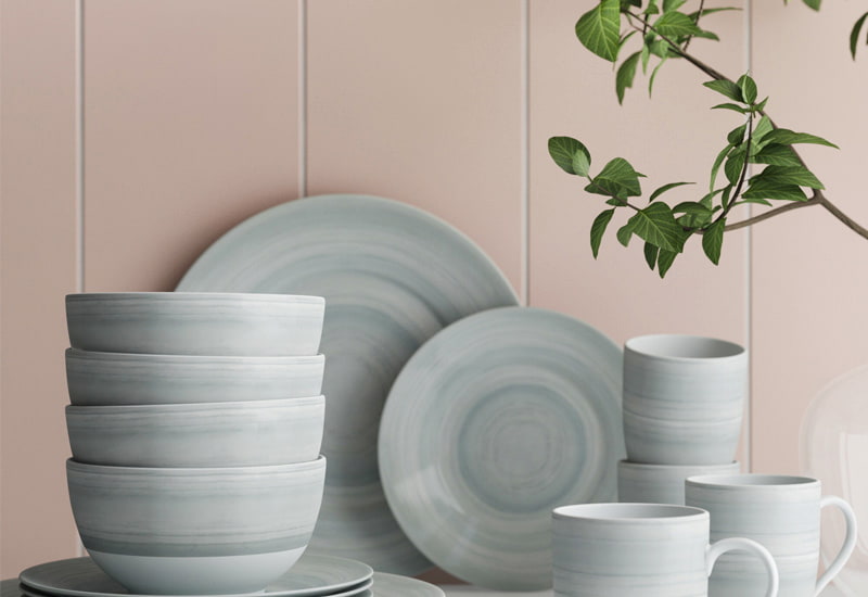 ظروف چینی گلدن هورس؛ سرامیکی لعابدار سفید آبی 27 پارچه Golden