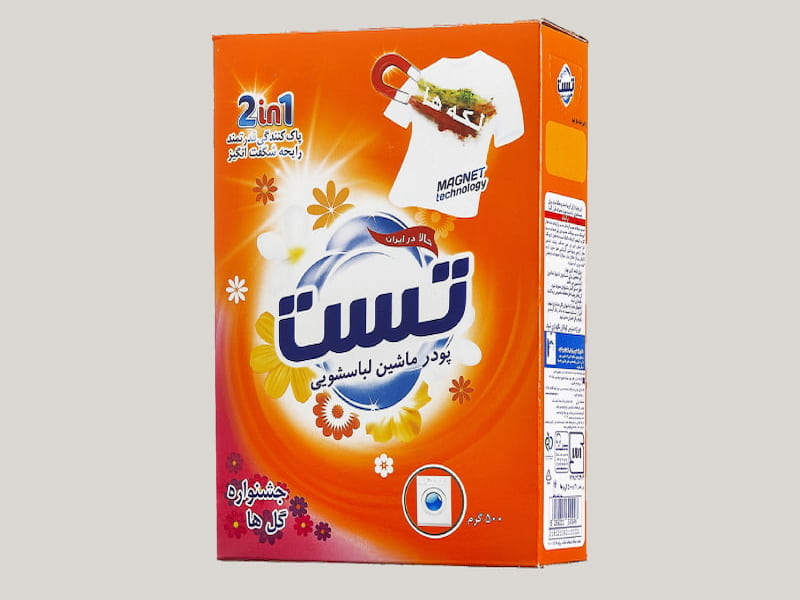 پودر لباسشویی تست 4 کیلویی؛ ماشینی آنزیم بالا (پلاستیکی کارتنی) قدرت پاک کنندگی