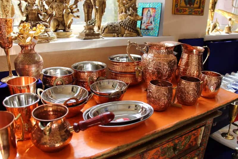 ظروف مسی دکوری اصفهان؛ سنتی (پارچ قندان سماور) شش پارچه