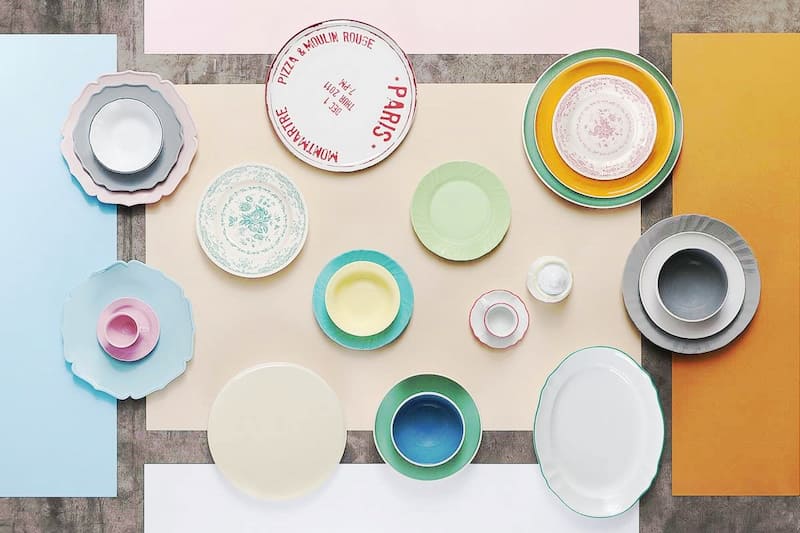 ملامین رنگی یزدگل؛ سرویس تکی (گرد مثلثی مربعی) صورتی سبز Yazdgol