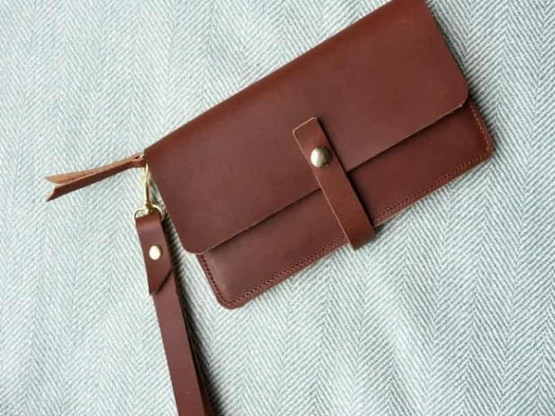 کیف پول زنانه دستی؛ جیر چرم 3 رنگ سفید طوسی سیاه Bag