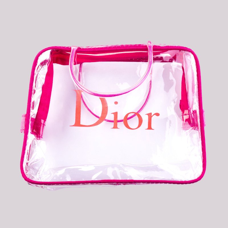 کیف لوازم آرایشی جدید؛ چرم فانتزی 2 رنگ صورتی کرم عروسکی پلاستیکی