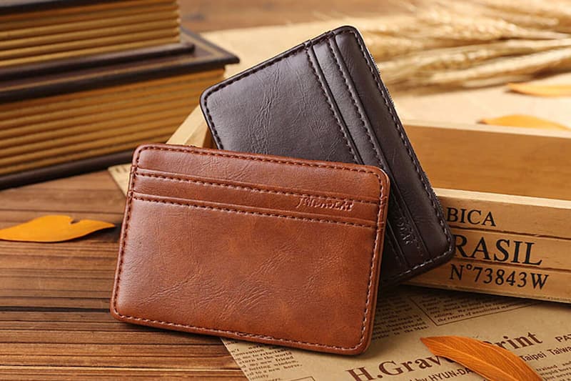 کیف پول بوفالو سیاه؛ چرمی 4 نوع زیپ دار دکمه ای چسبی ساده