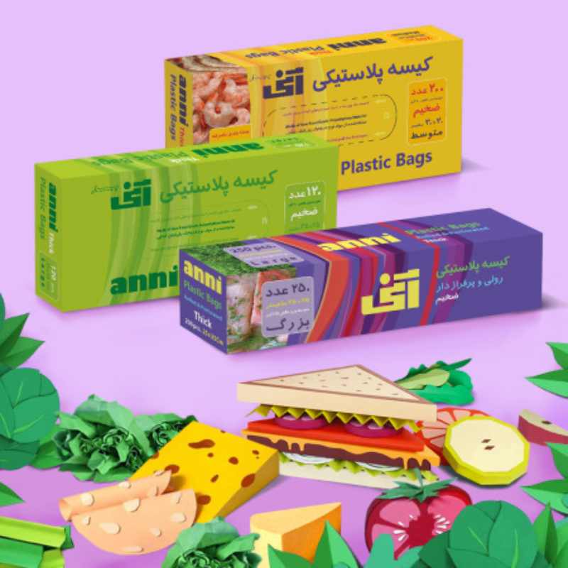 کیسه فریزر آنی؛ ساده بند دار شفاف 2 الیاف گیاهی پلی اتیلن Anni