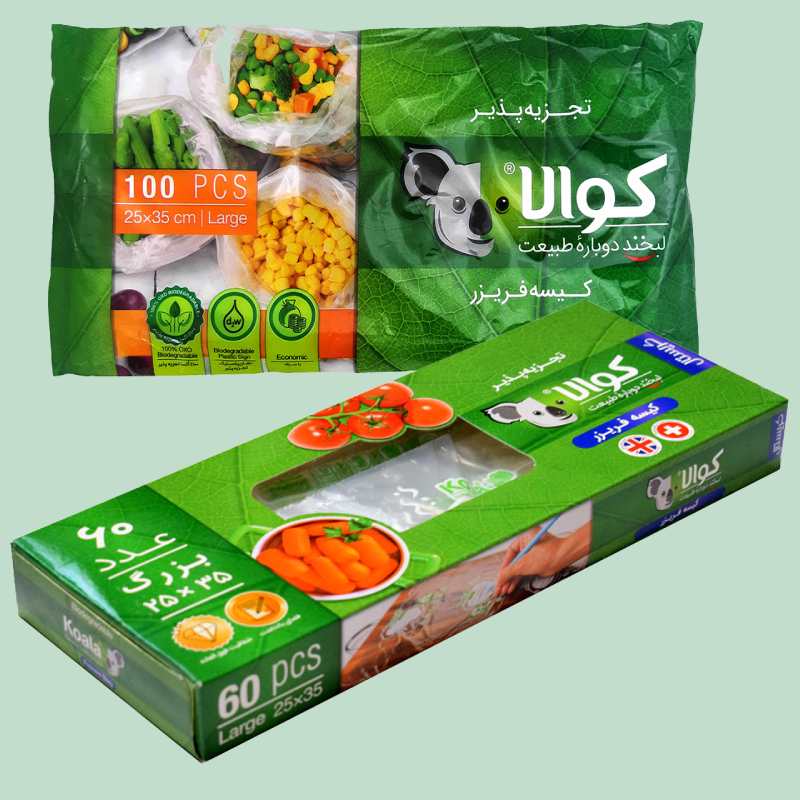 کیسه فریزر کوالا؛ رولی جعبه ای پلاستیکی (100 200) عددی زیپ دار Koala