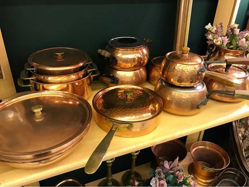 ظروف مسی سرو غذا؛ شکلات خوری (چکشی طرحدار ساده) دکوراسیون