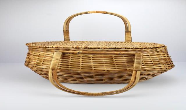 سبد حصیری مسافرتی؛ چوب طبیعی دسته دار 3 مدل گرد استوانه ای چهار گوش