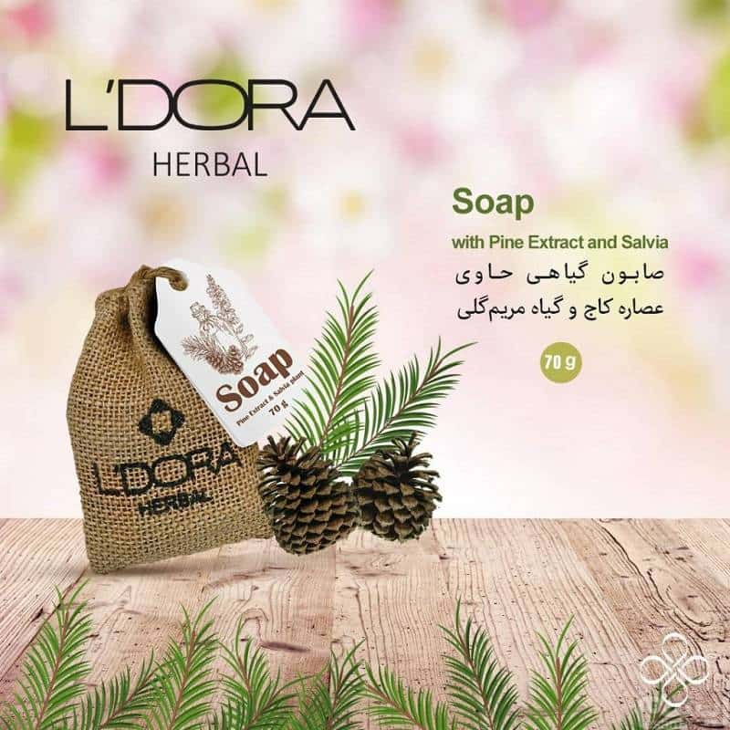 صابون مریم گلی لدورا؛ روغن زیتون عصاره کاج آنتی باکتریال 80 گرمی