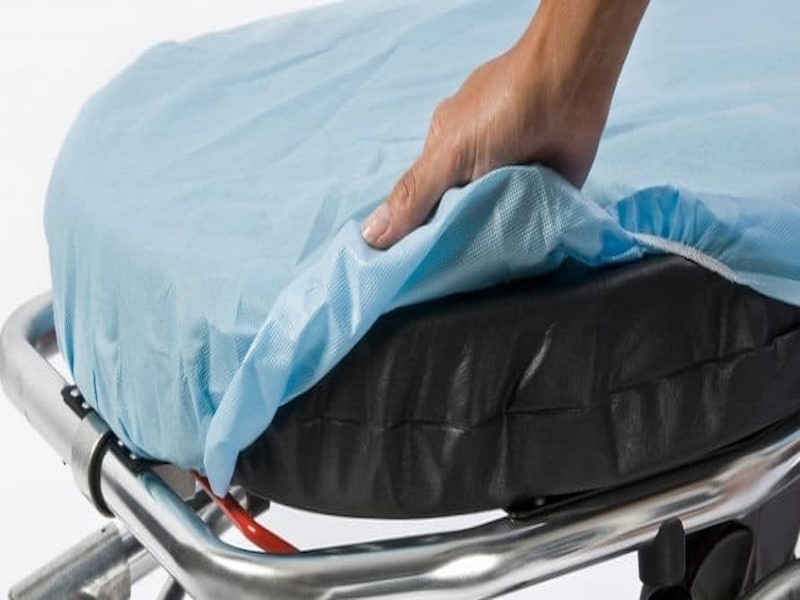 ملحفه کشدار یکبار مصرف؛ صورتی آبی دارای الیاف پلی استر Disposable