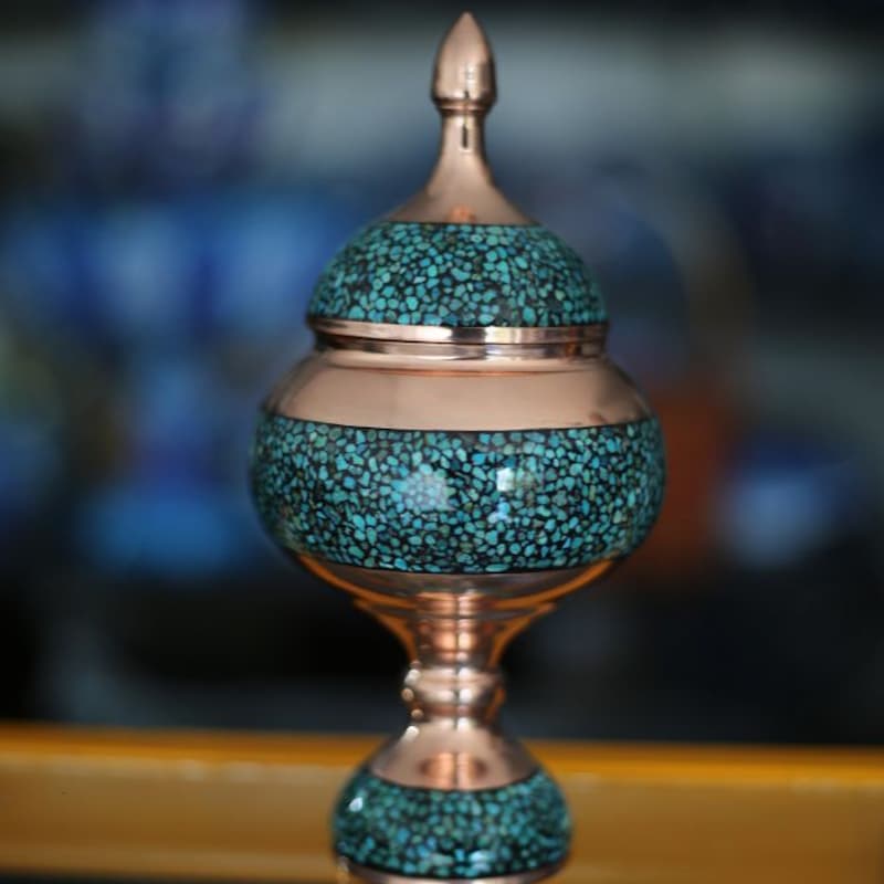 خرید قندان پایه دار فیروزه کوبی با قیمت استثنایی