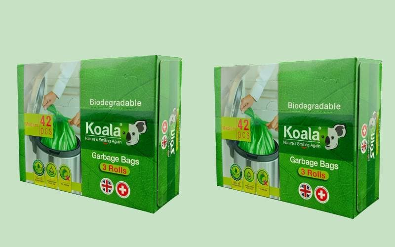 کیسه زباله رولی کوالا؛ مشکی صورتی سفید آبی (30 42 54) عددی