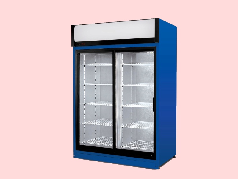 یخچال ایستاده دست دوم شیراز؛ تک درب ویترینی جنس گالوانیزه رنگی Steel