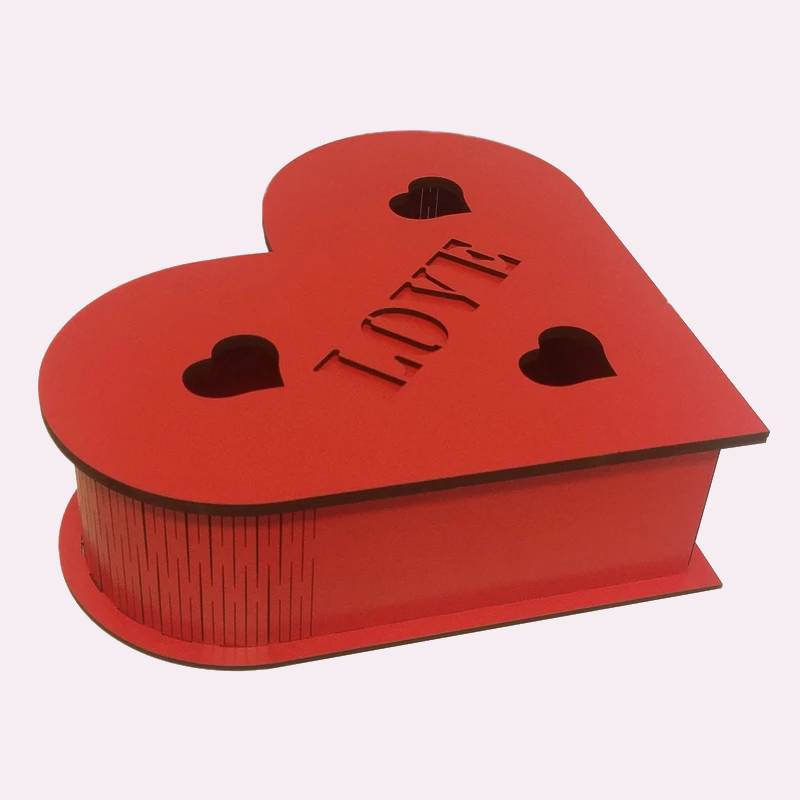 جعبه کادویی قلب؛ چوبی مقوایی طلقی 3 رنگ (سفید مشکی قرمز)