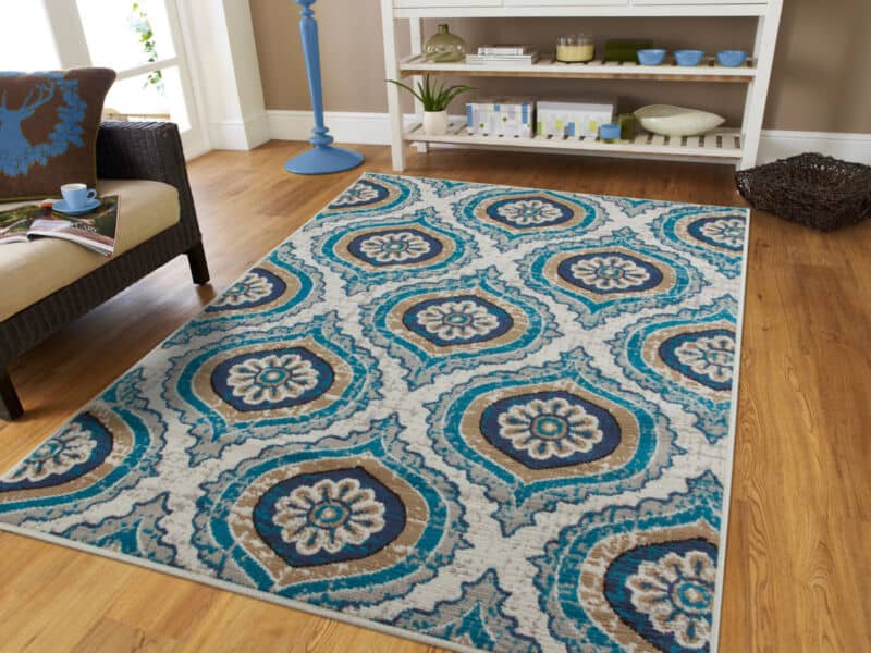 خرید گلیم فرش فانتزی فیروزه ای با قیمت استثنایی