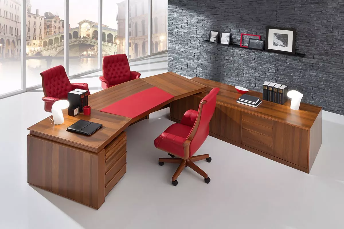 خرید میز مدیریت ال چوبی + بهترین قیمت