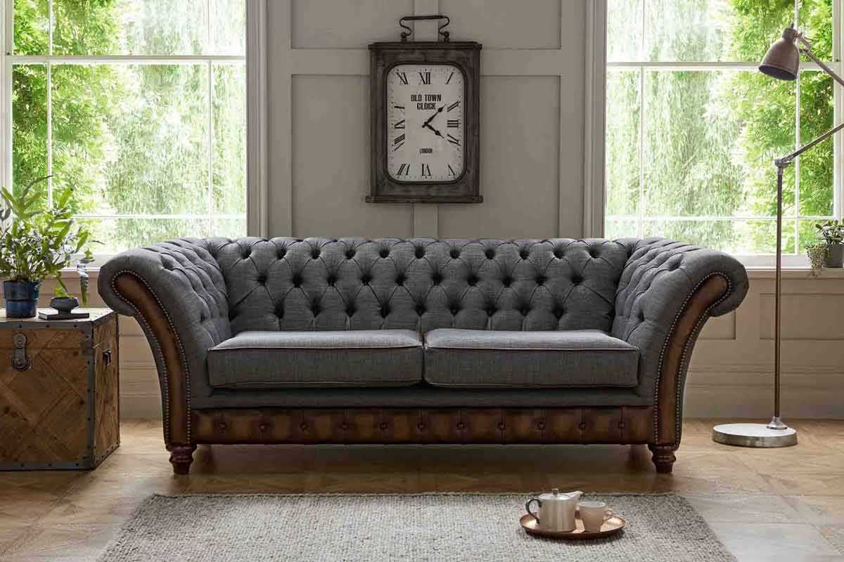 خرید مبل چستر قایقی طوسی + بهترین قیمت