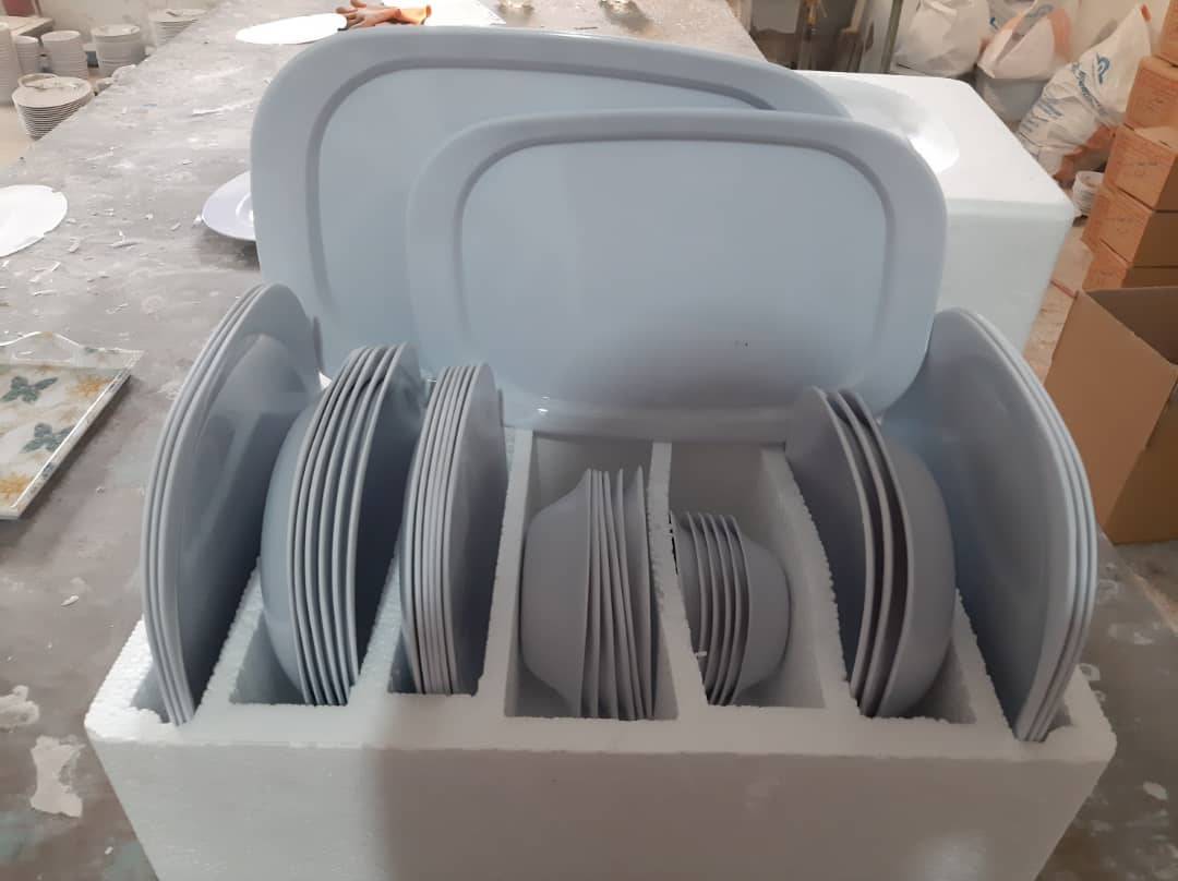 سرویس ملامین آسمان؛ مونومری پلاستیک چهارگوش گرد (26 47 33) پارچه