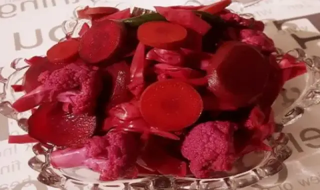 طرز درست کردن ترشی کلم قرمز و لبو فوری