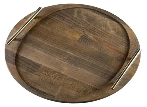 خرید عمده سینی گرد چوبی دسته فلزی با بهترین شرایط