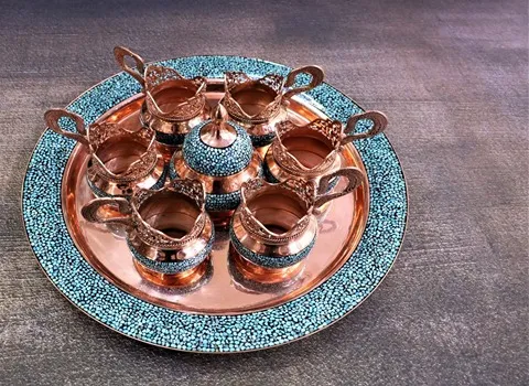 راهنمای خرید سرویس پذیرایی مسی فیروزه کوب با شرایط ویژه و قیمت استثنایی