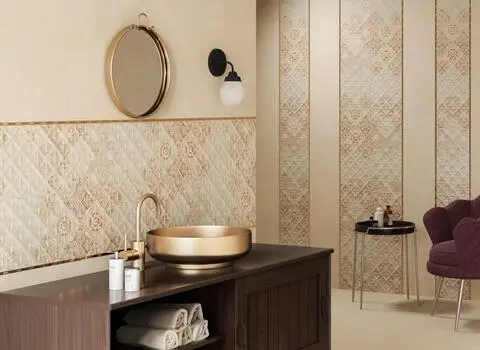 قیمت خرید عمده کاشی حمام کرم طلایی ارزان و مناسب