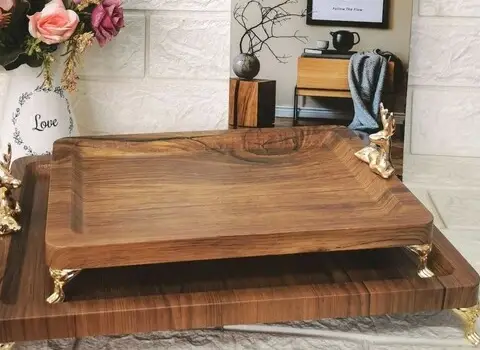 سینی چوبی پایه طلایی همراه با توضیحات کامل و آشنایی