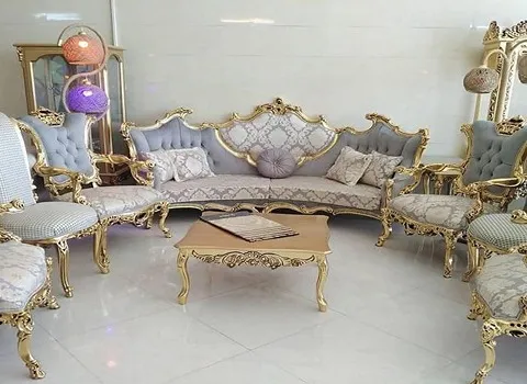 خرید عمده مبل سلطنتی طلایی سفید با بهترین شرایط